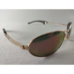 BrandX Part Fifteen Gold Mirror Wrap Sunglasses Worn Spring Hinge AS-IS